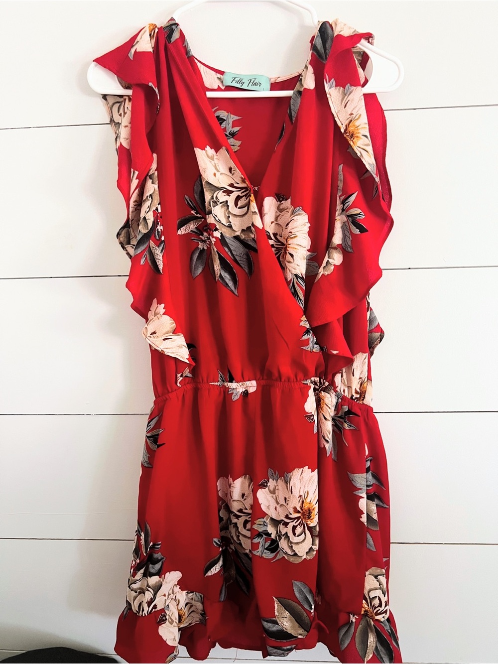 Filly Flair Red Floral Ruffle Romper